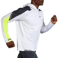 Brooks Men's Run Visible Thermal Hoodie - White/Asphalt/Nightlife (211411134) -Pro Runner Shop 211411 134 MV Run Visible Thermal Hoodie