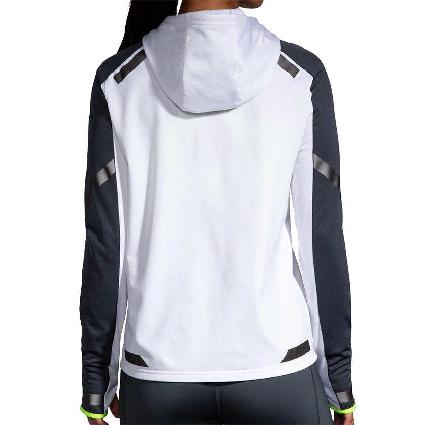 Brooks Women's Run Visible Thermal Hoodie - White/Asphalt/Nightlife (221559134) 2 Brooks Women's Run Visible Thermal Hoodie - White/Asphalt/Nightlife (221559134) - Image 2