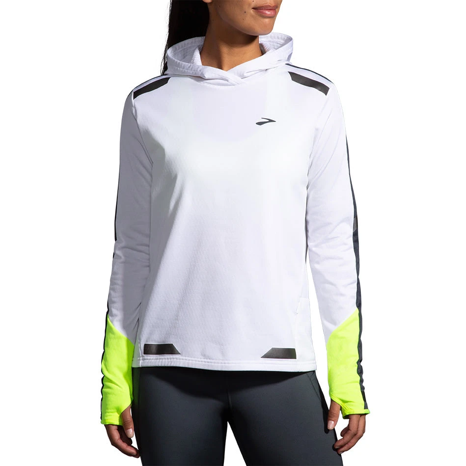 Brooks Women's Run Visible Thermal Hoodie - White/Asphalt/Nightlife (221559134) 1 Brooks Women's Run Visible Thermal Hoodie - White/Asphalt/Nightlife (221559134)