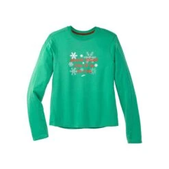 Brooks Women's Run Merry Distance Long Sleeve - Green/Run Merry (221563377) -Pro Runner Shop 221563 377 LF Run Merry Distance Graphic LS