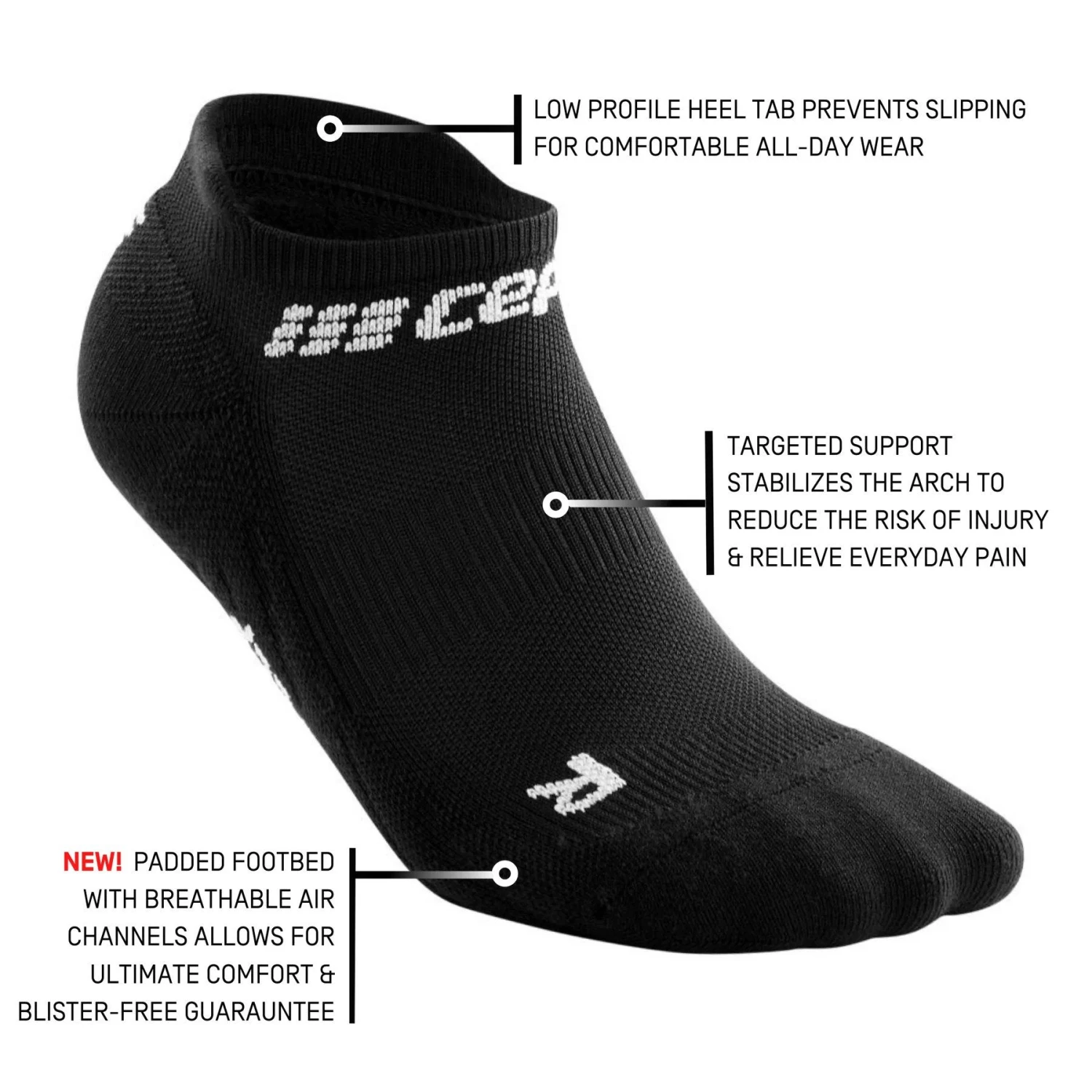 CEP Women's Compression No Show Socks 4.0 - Black (WP26R) 3 CEP Women's Compression No Show Socks 4.0 - Black (WP26R) - Image 3