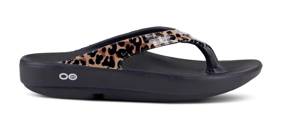 Oofos Women's OOlala Limited Sandal - Black/Leopard (1403) 1 Oofos Women's OOlala Limited Sandal - Black/Leopard (1403)